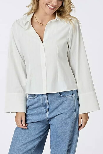 Neo Noir  - Rosa Solid Shirt White