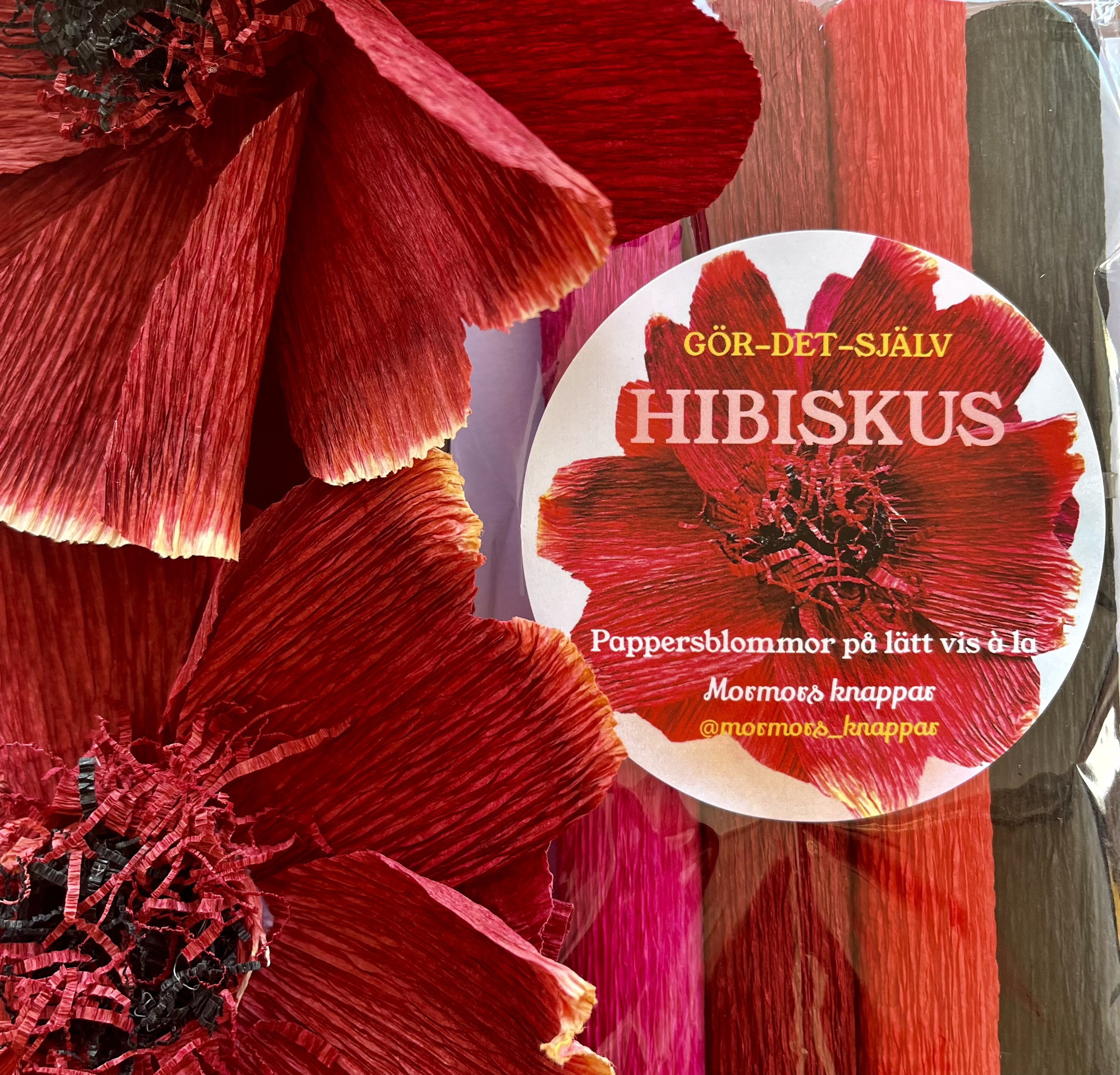 Gör-det-själv-paket av hibiskus som pappersblomma.