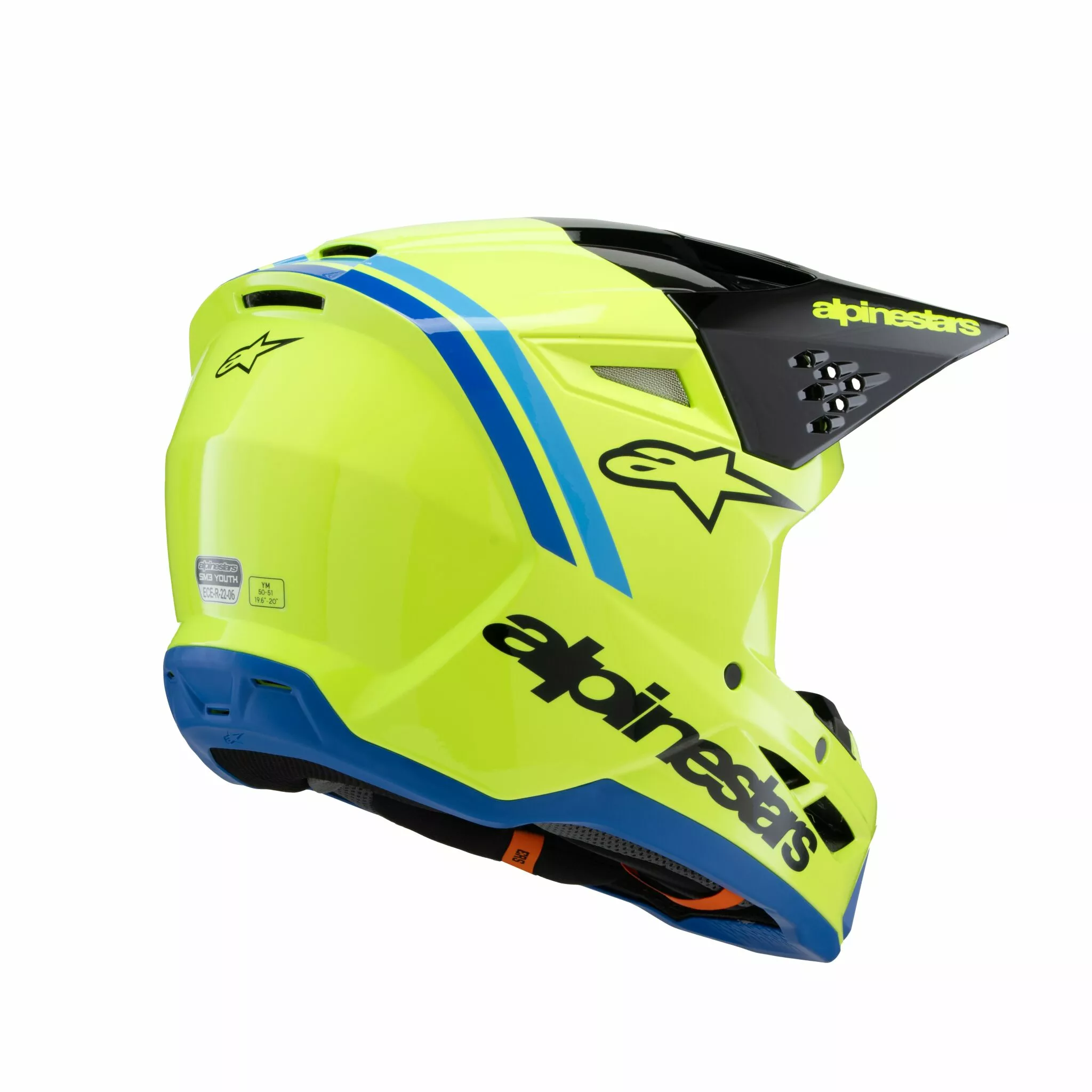 Youth S-M3 Radium Casco de Cross Alpinestars Negro/ Azul/ Amarillo - 4