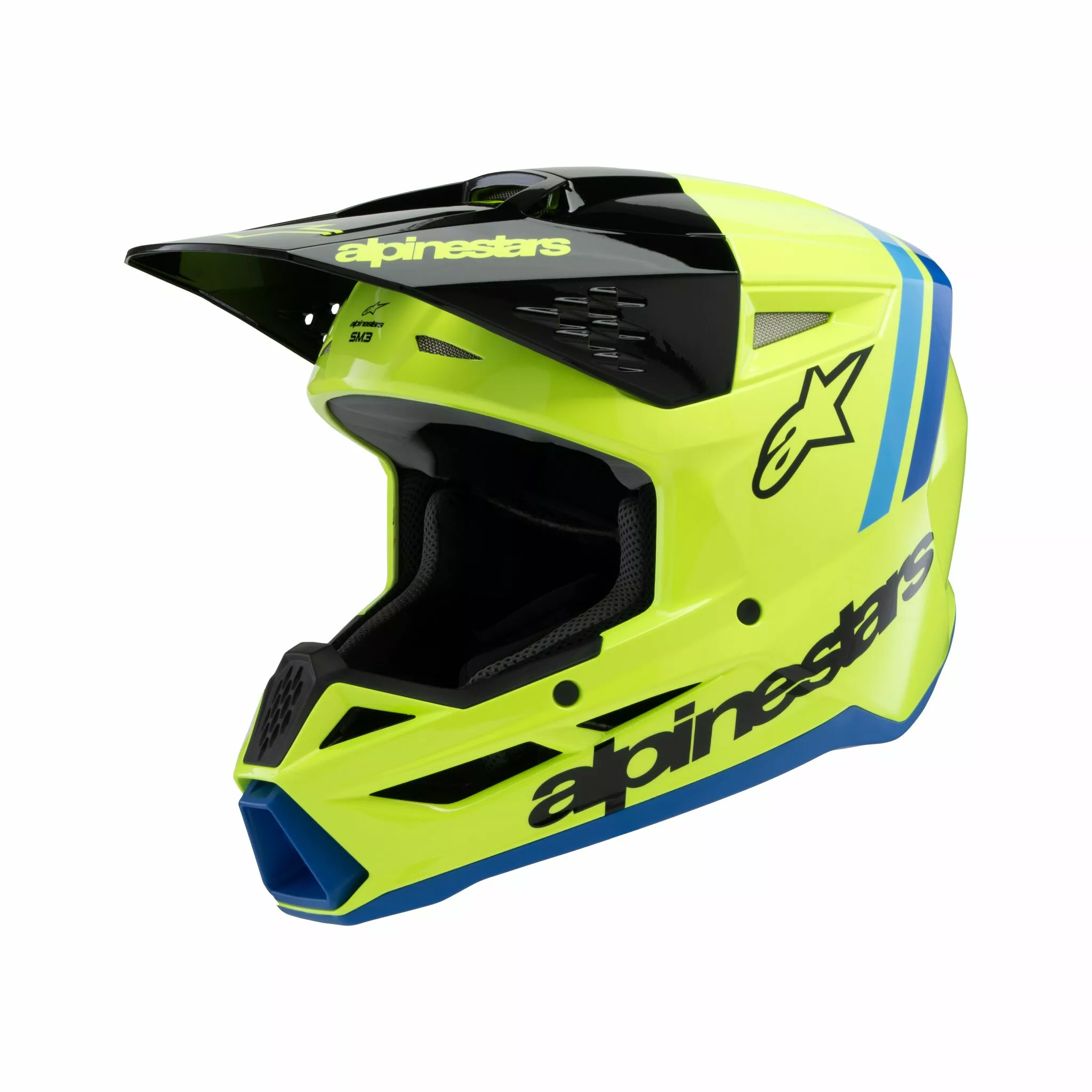 Youth S-M3 Radium Casco de Cross Alpinestars Negro/ Azul/ Amarillo