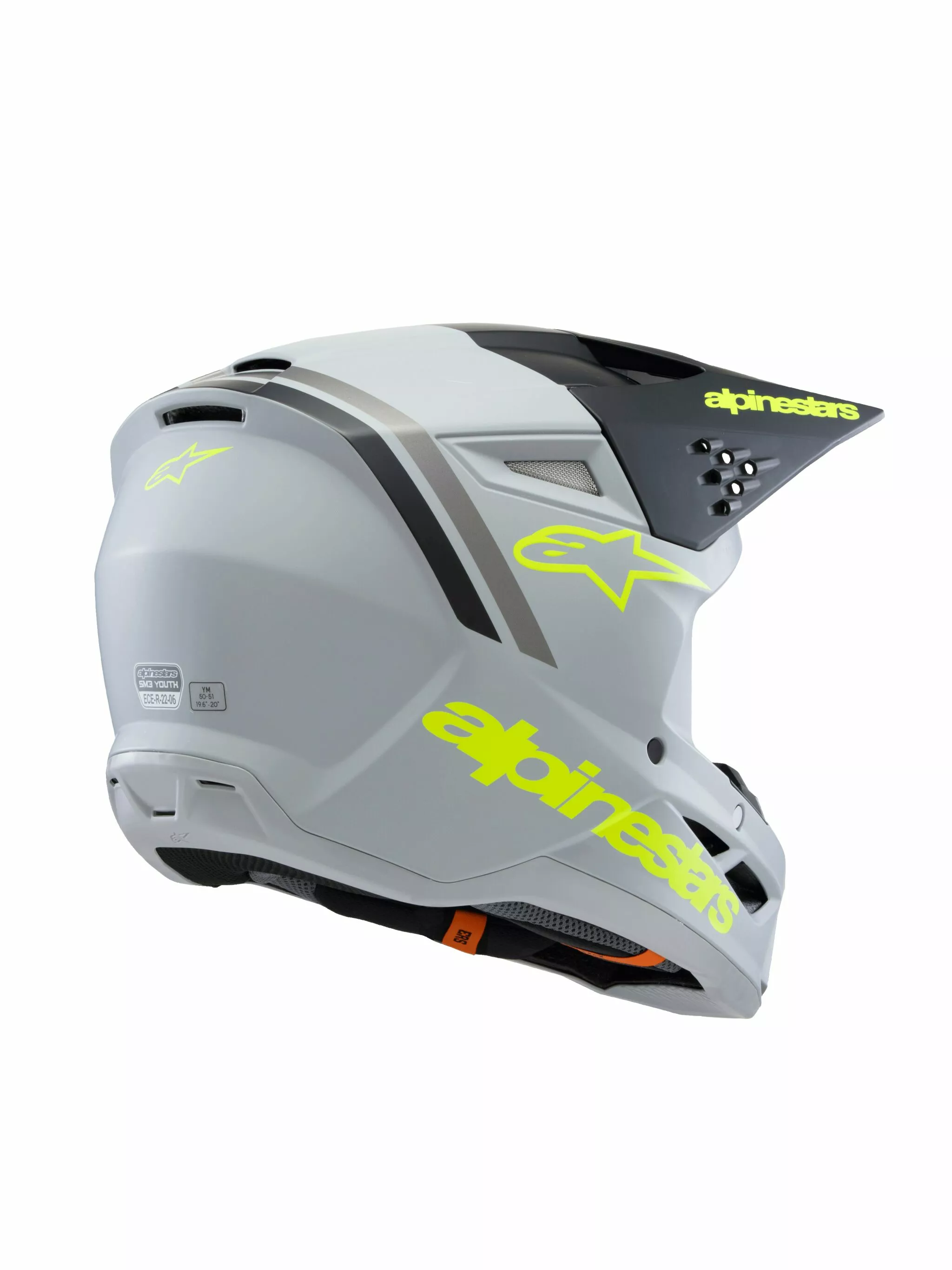 Youth S-M3 Radium Casco Cross Alpinestars Nero/ Grigio/ Giallo - 4