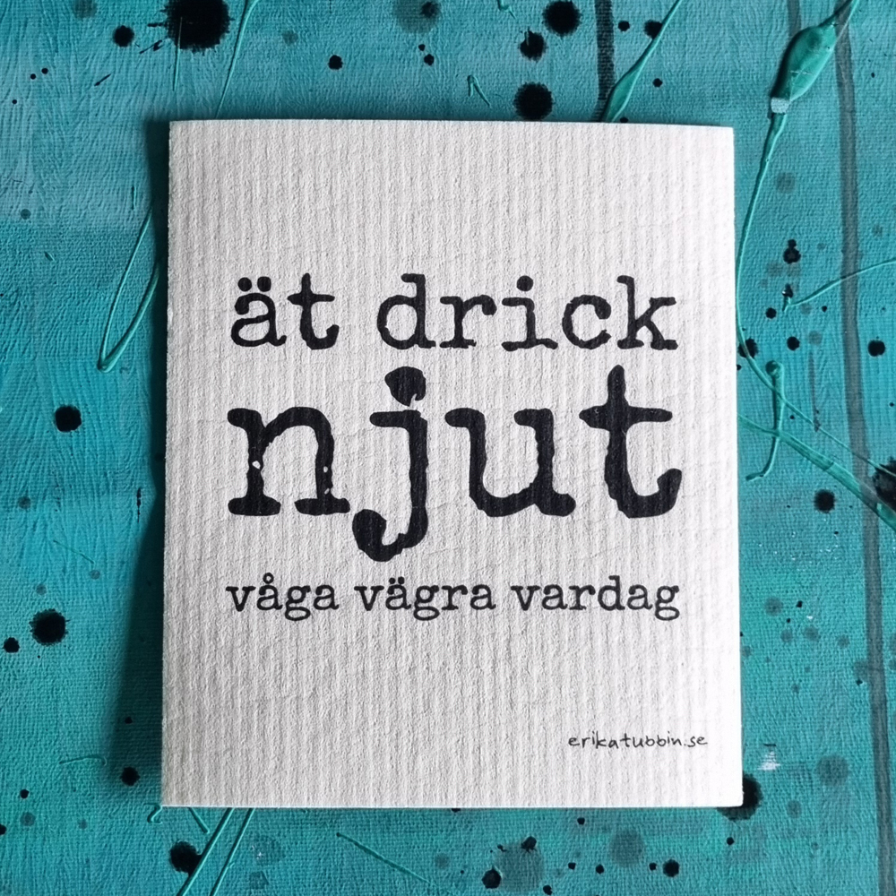 gåvoset NJUT kökshandduk + disktrasa svart-vit - 6