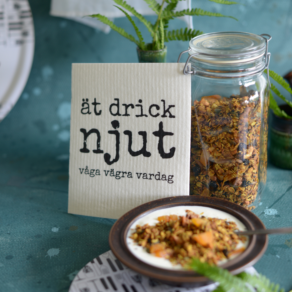gåvoset NJUT kökshandduk + disktrasa svart-vit - 3