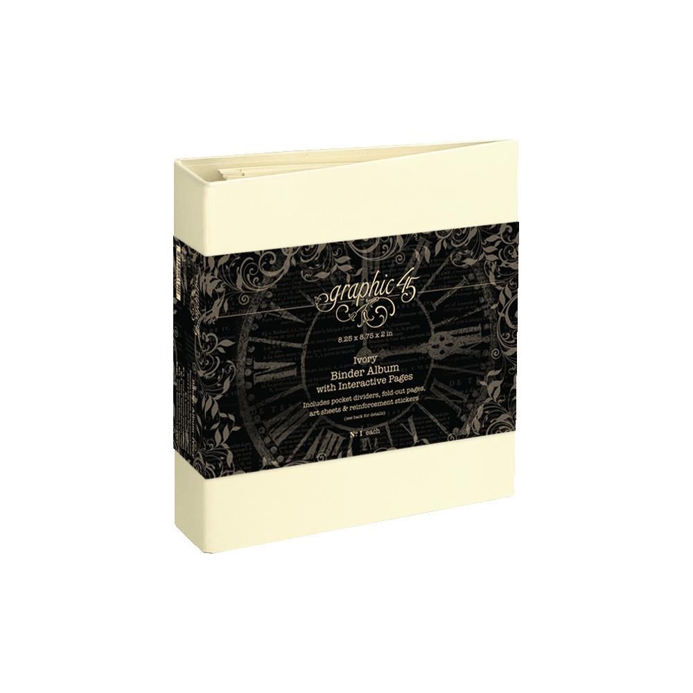  Graphic45 - Staples Binder Album With Interactive Pages - Ivory