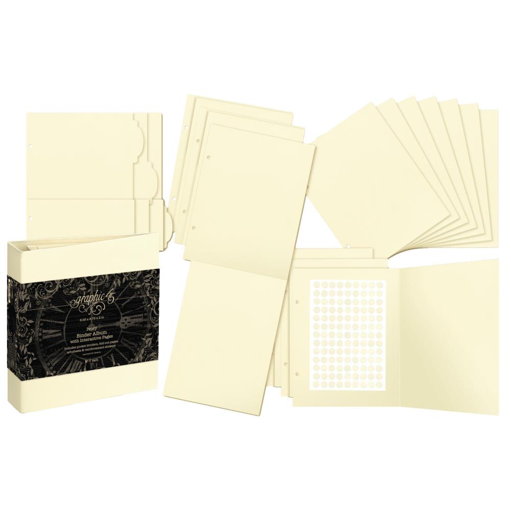  Graphic45 - Staples Binder Album With Interactive Pages - Ivory - 3