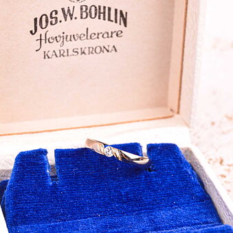 Engelbert guldring 18k 2-farvet, med 0,10ct diamanter, Vintage