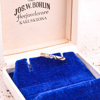 Engelbert guldring 18k 2-farvet, med 0,10ct diamanter, Vintage