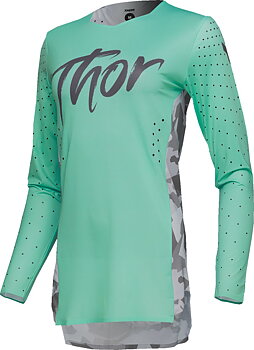 THOR Damen SPORTMODE Shadow Crossshirt Camo Grau/ Grün/ Teal