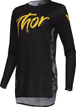 THOR Damen SPORTMODE Shadow Crossshirt Schwarz/ Camo Grau/ Gelb