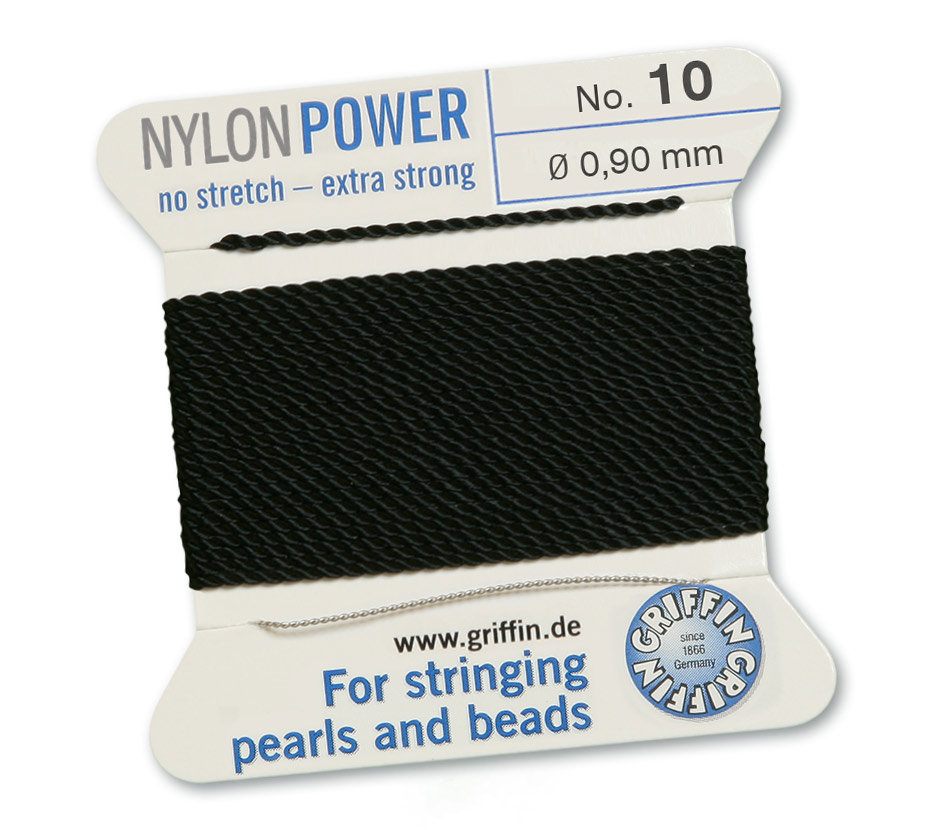 Svart 10, Nylonpower Nr.10 (~0,90 mm) 2m, 1nål