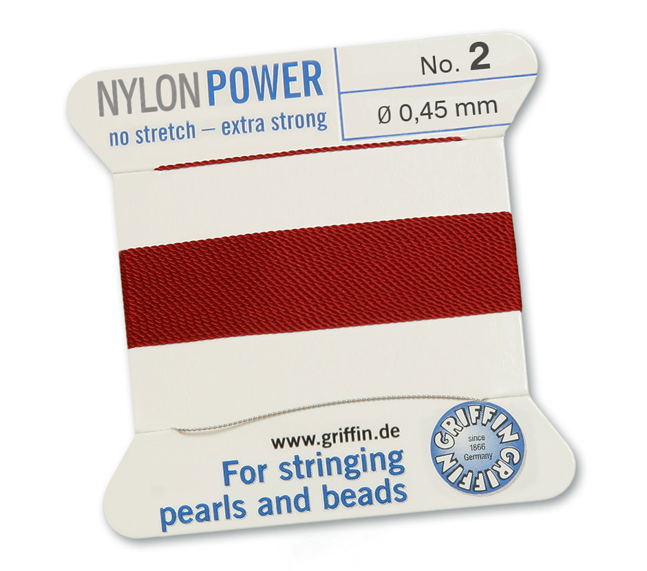 Dark red 2, Nylonpower No. 2(~0,45 mm) 2m 1 needle