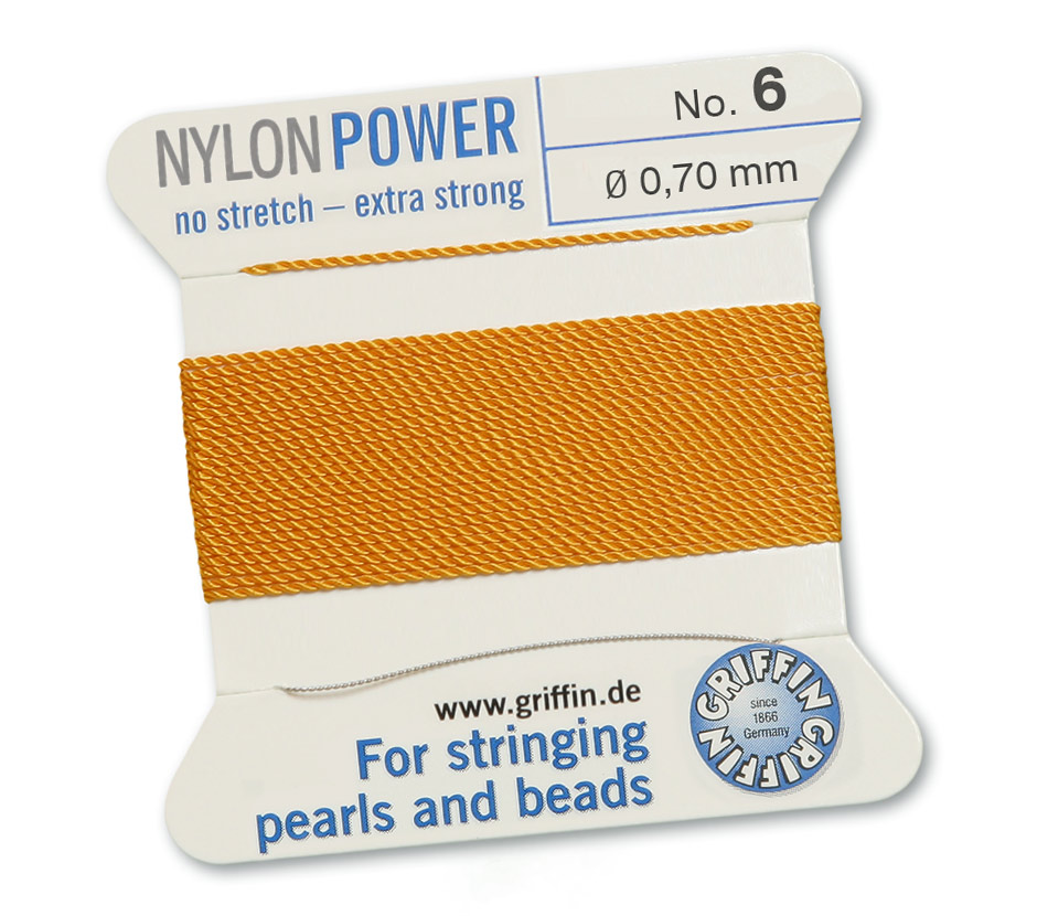 Lejongul 6, Nylonpower Nr.6 (~0,70 mm) 2m, 1nål ( Griffin amber )