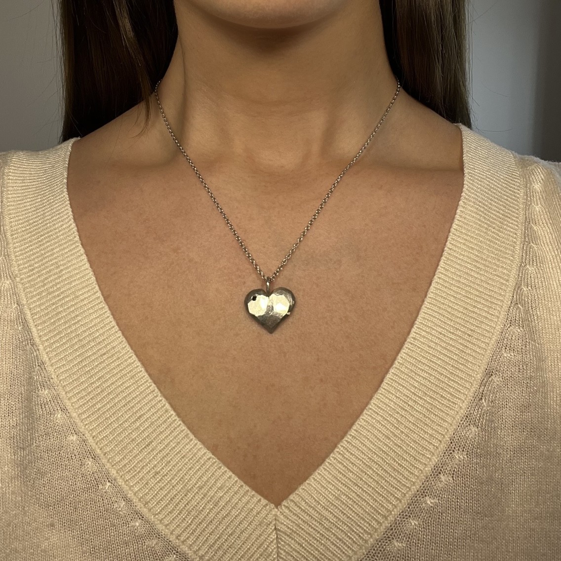 Hänge Älskad hjärta 20 mm svart diamant silver - 3