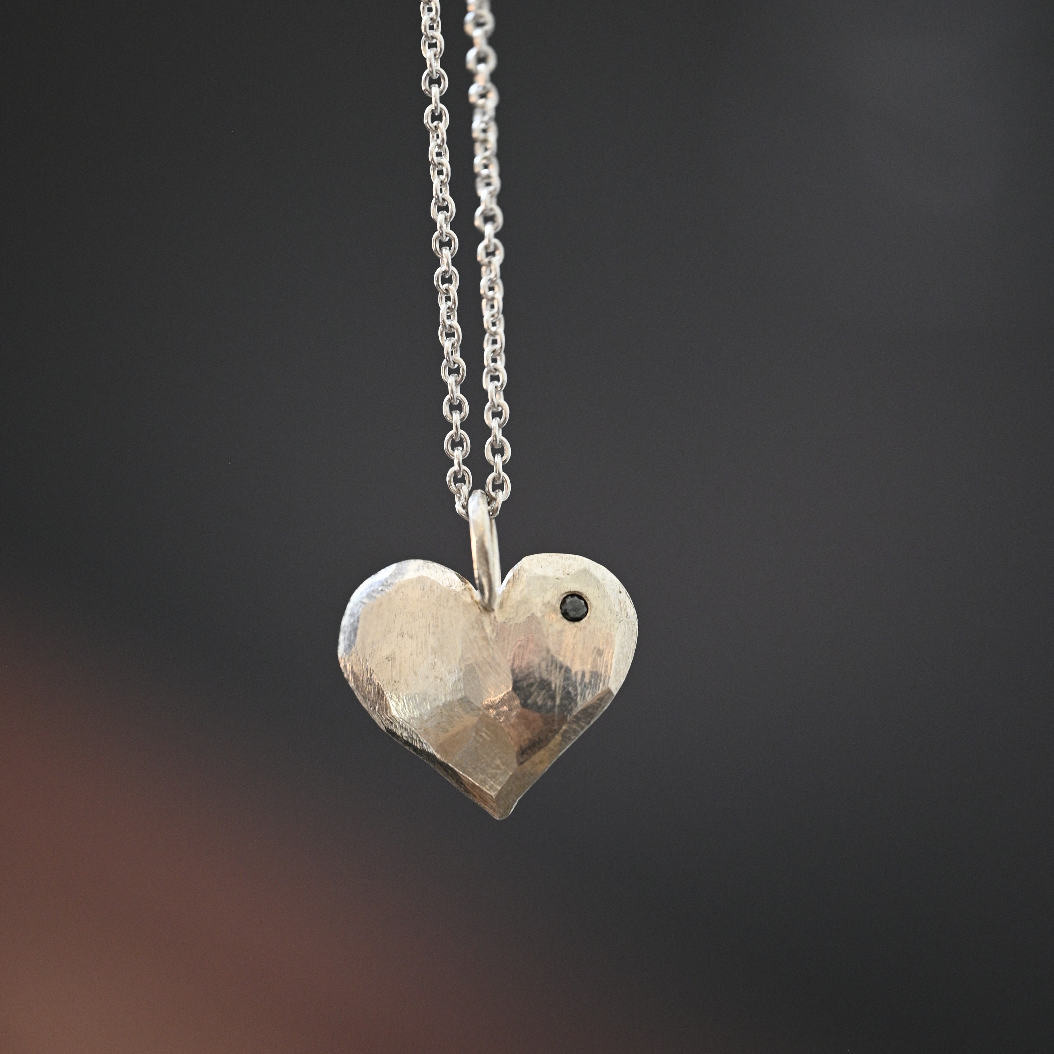 Hänge Älskad hjärta 20 mm svart diamant silver