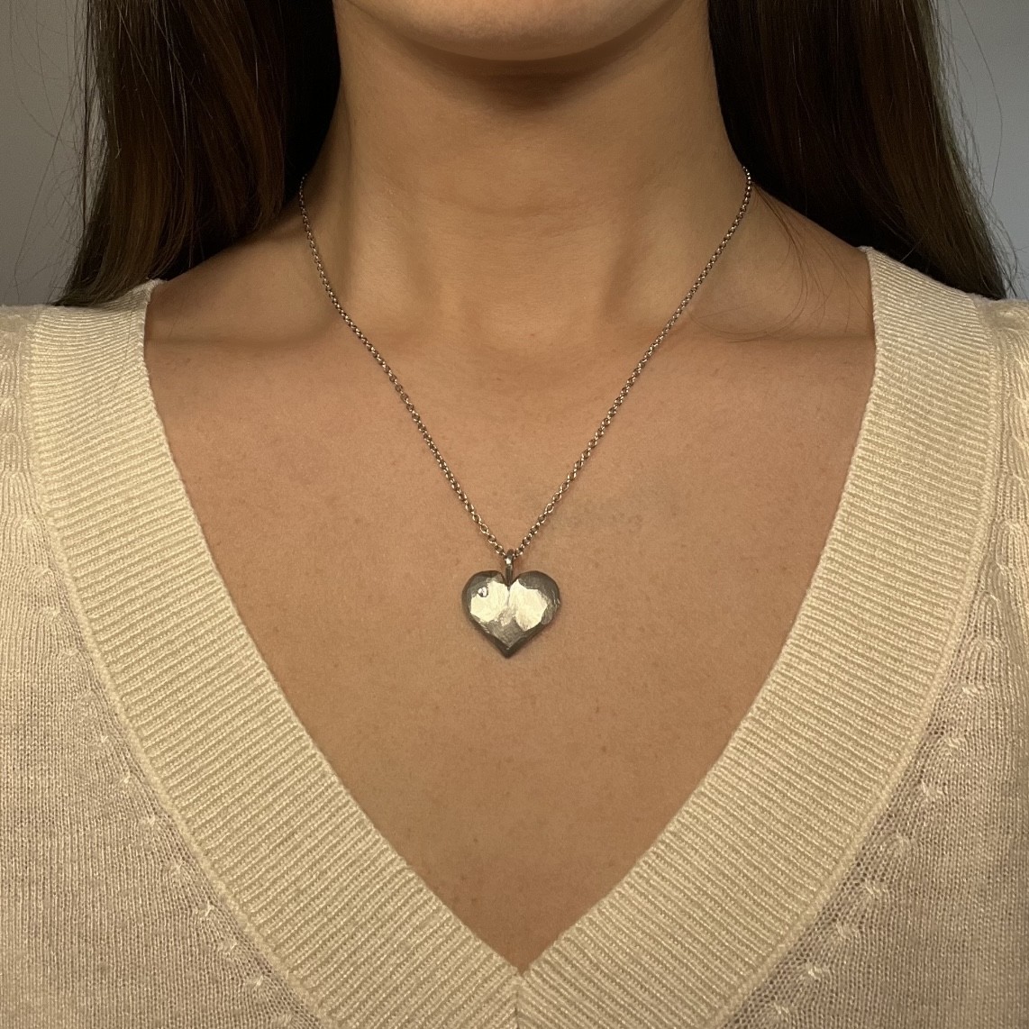 Hänge Älskad hjärta 20 mm vit diamant silver - 3