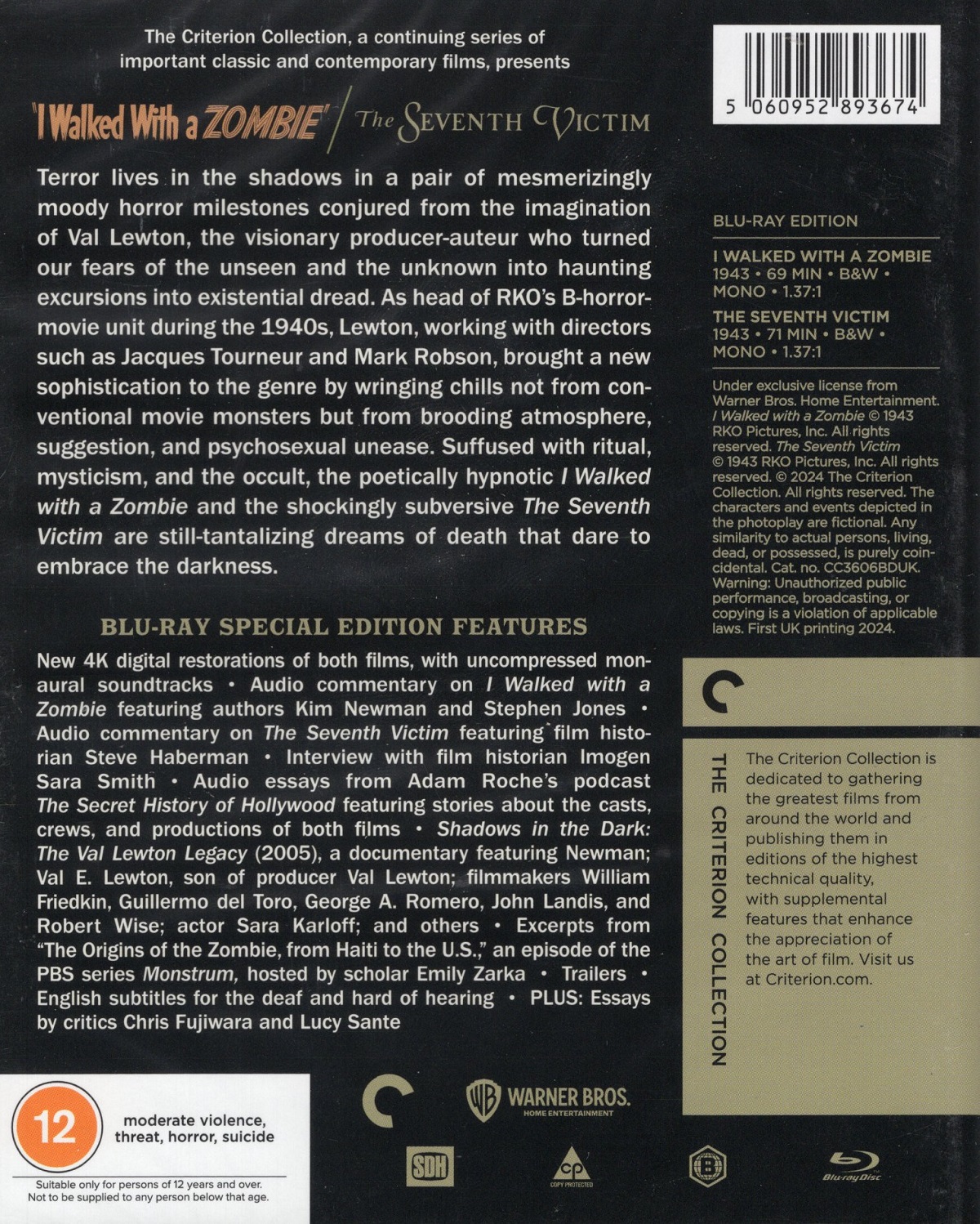 I Walked With A Zombie / The Seventh Victim (Criterion Collection) (ej svensk text) (Blu-ray) - 2