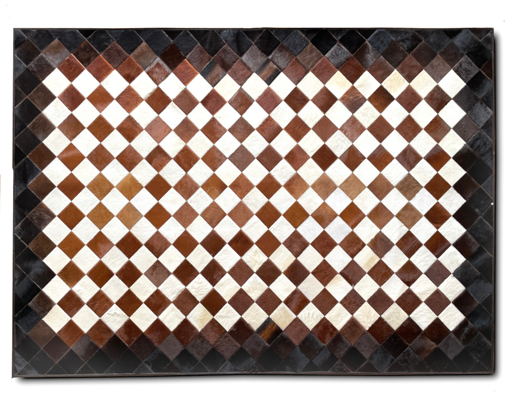 Patchwork Lädermatta i kohud 170 x 240 cm