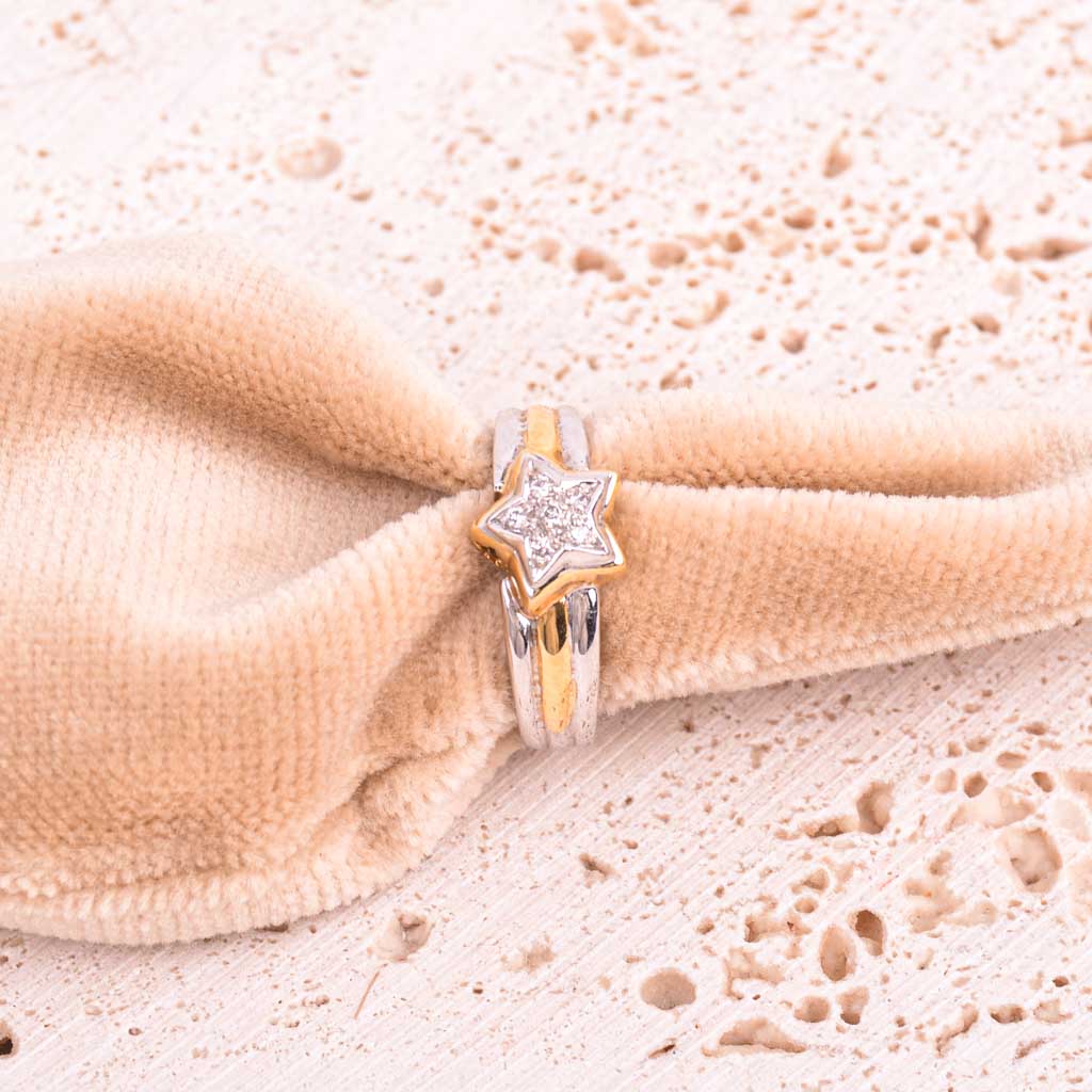Guldring VG/RG 18k Star 0,07ct diamanter, Vintage - 8