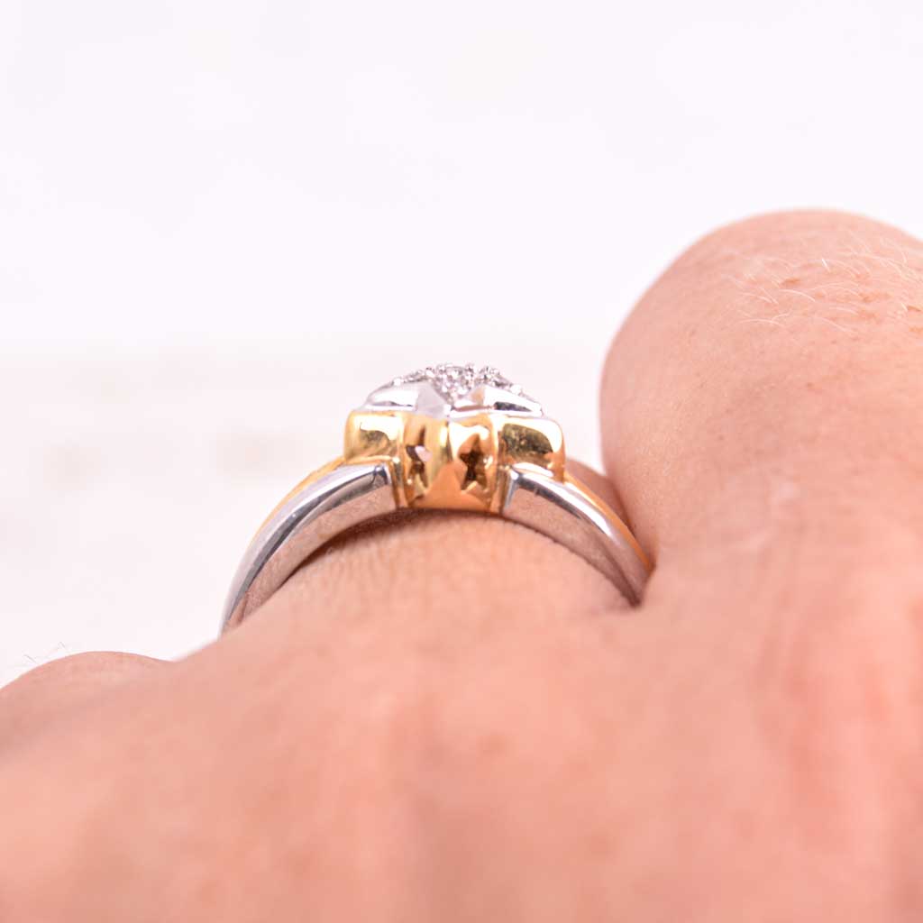 Guldring VG/RG 18k Star 0,07ct diamanter, Vintage - 4