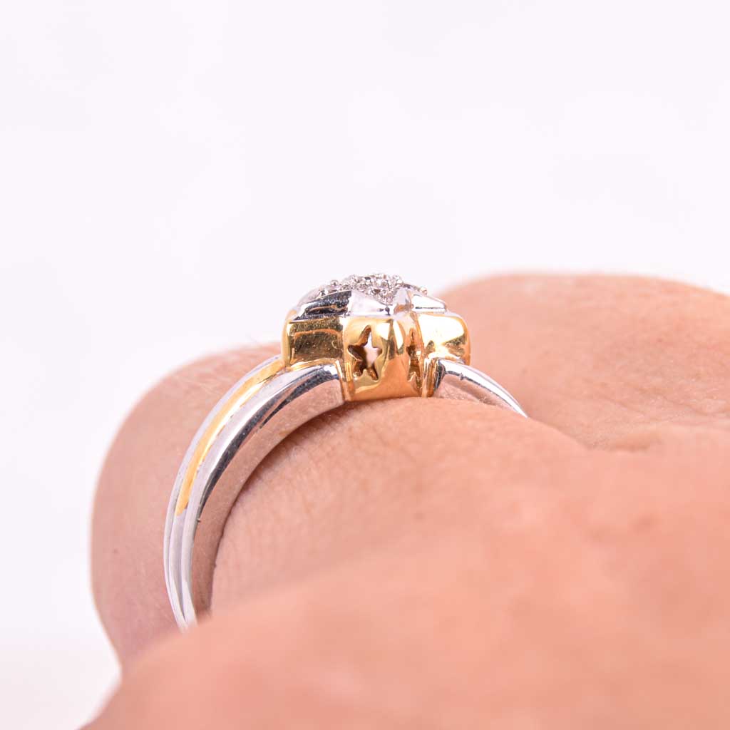 Guldring VG/RG 18k Star 0,07ct diamanter, Vintage - 5