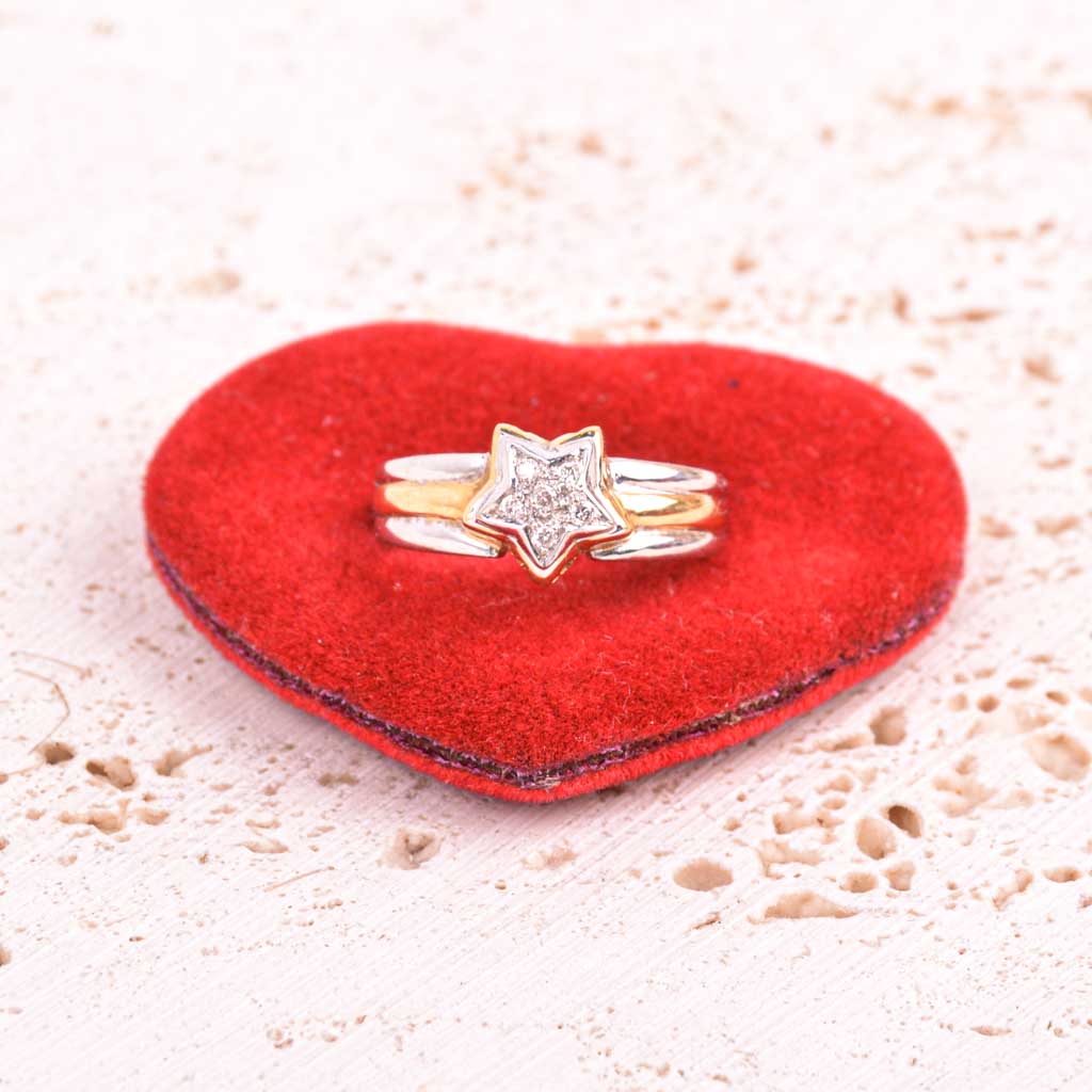 Guldring VG/RG 18k Star 0,07ct diamanter, Vintage - 2