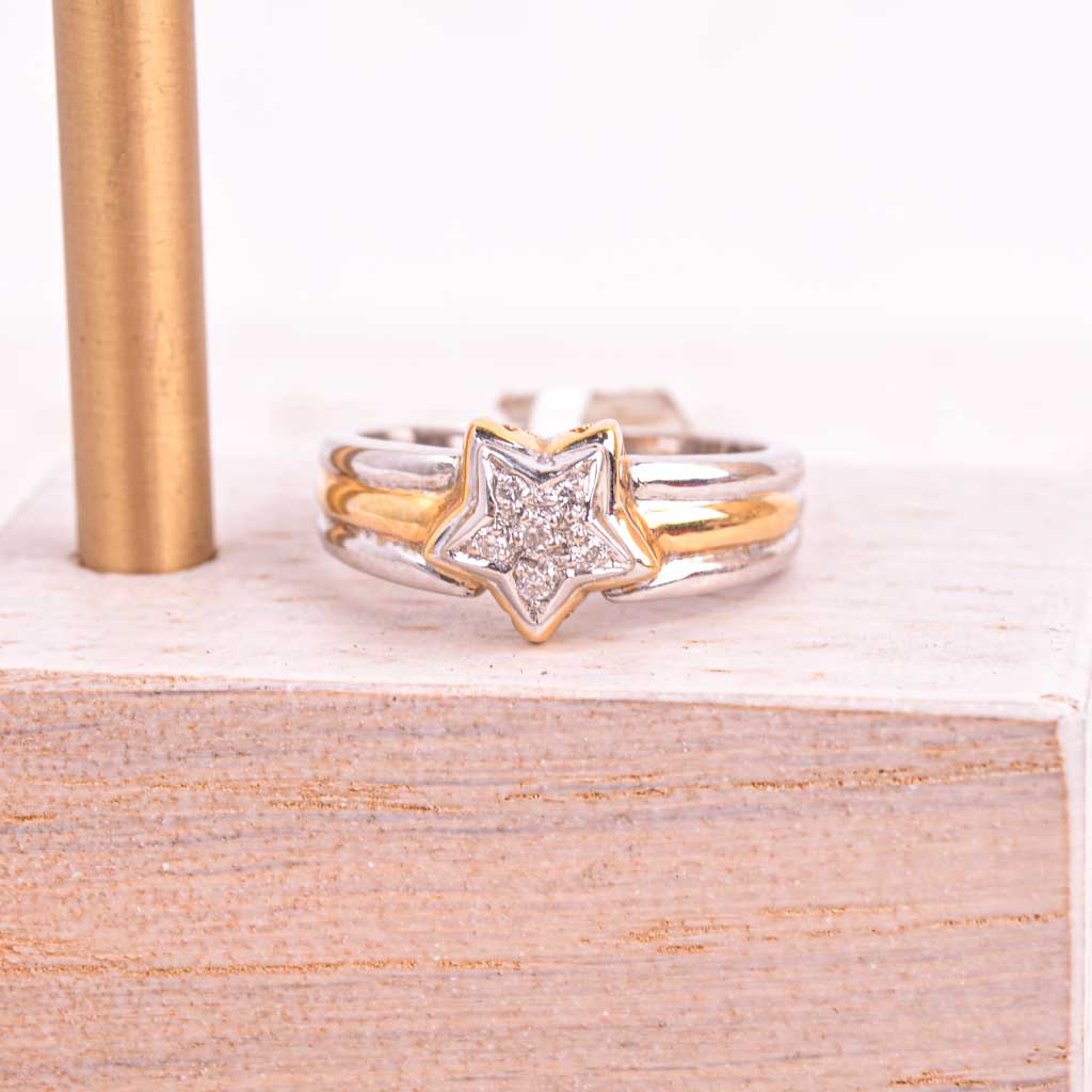 Guldring VG/RG 18k Star 0,07ct diamanter, Vintage
