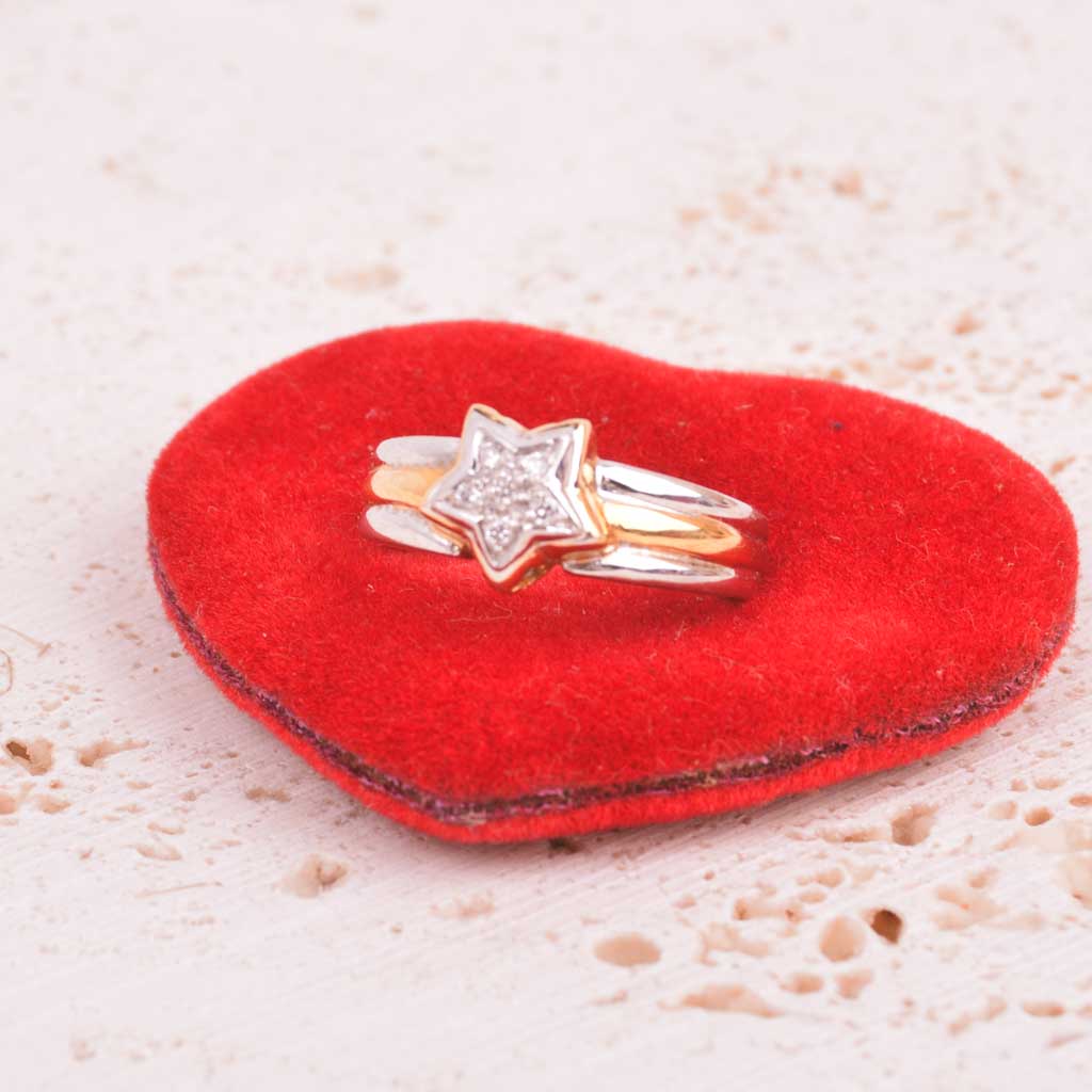 Guldring VG/RG 18k Star 0,07ct diamanter, Vintage - 6