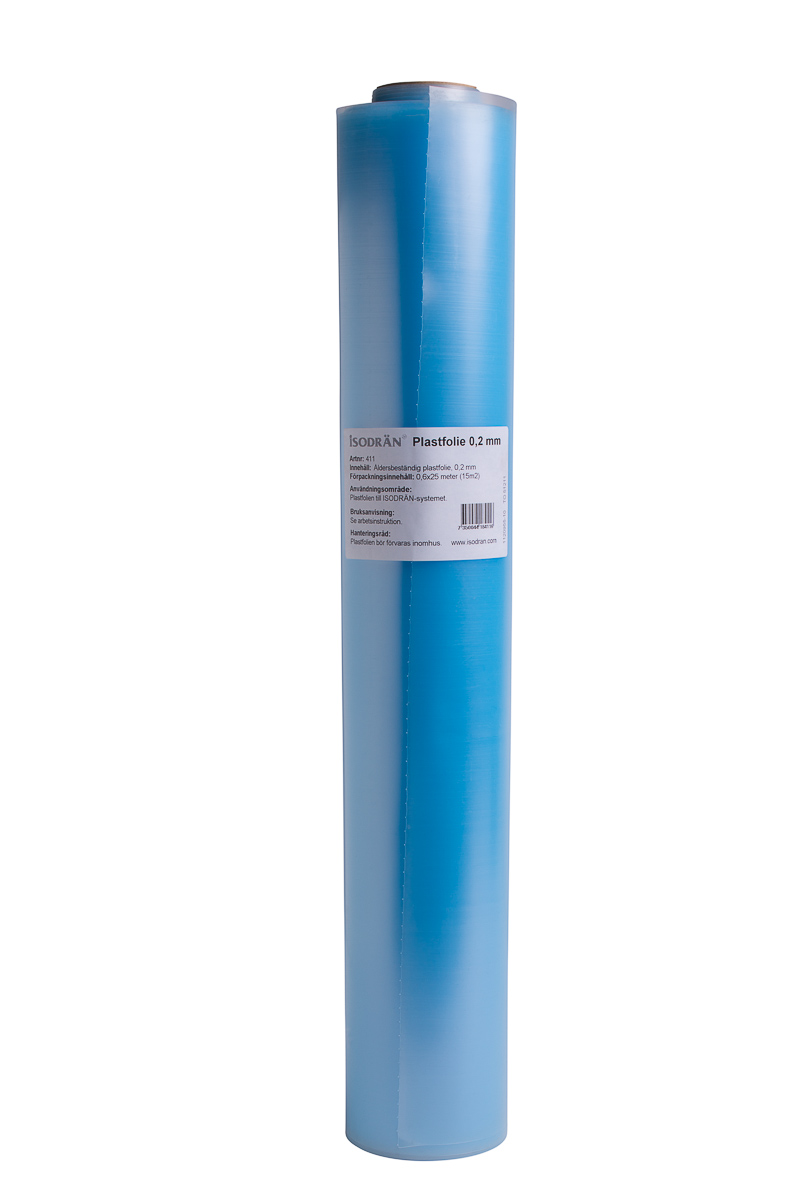ISODRÄN plastfolie 15m²/rulle 0,6X25m tj=0,2mm