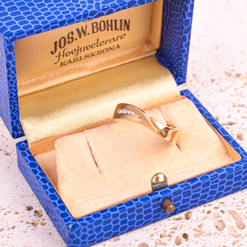 Kultainen sormus RG kierretty, 0,072ct timantteja, Vintage - 3