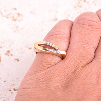 Guldring RG 0,07 karat diamanter, vintage