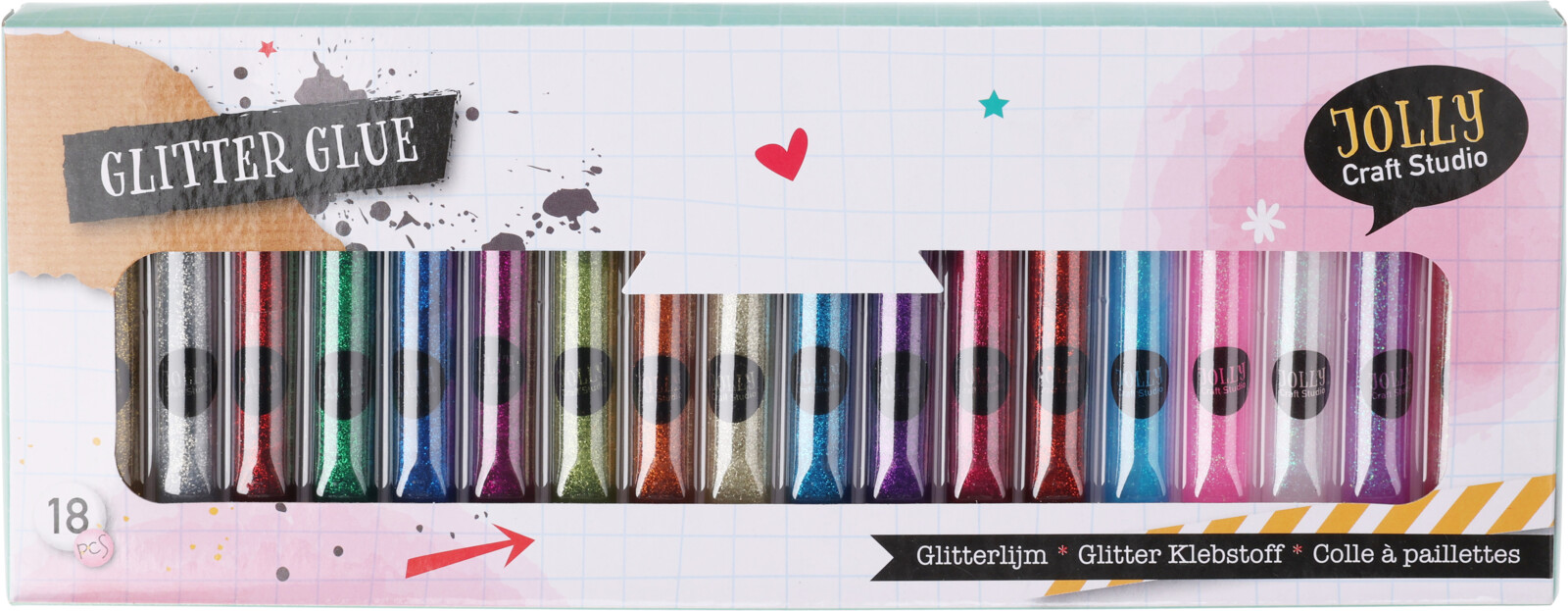 Glittergel 10ml 18st i set