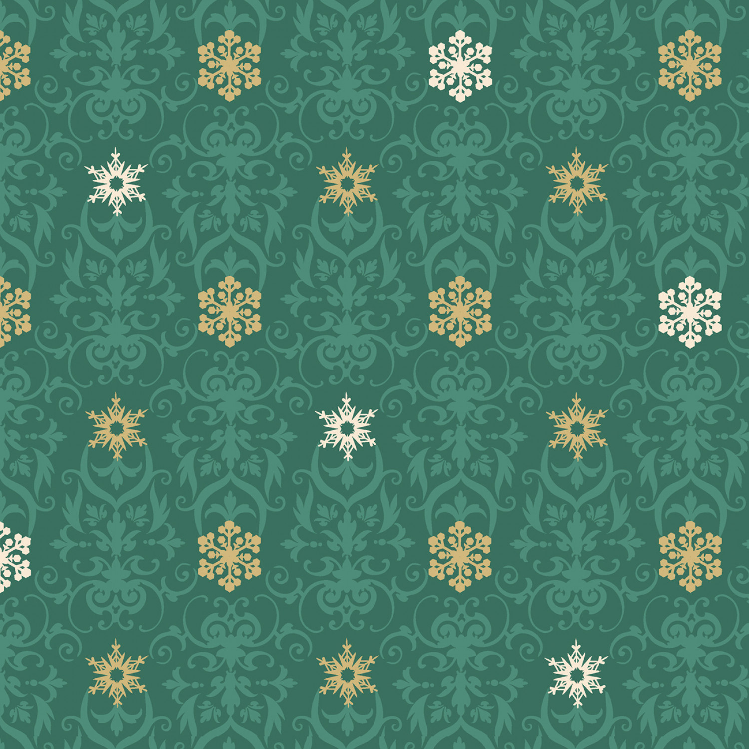 Deco The Halls - Damask - Grönt/Guld