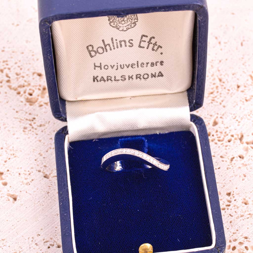 Gold ring VG wavy 0,15ct diamonds, Vintage - 3