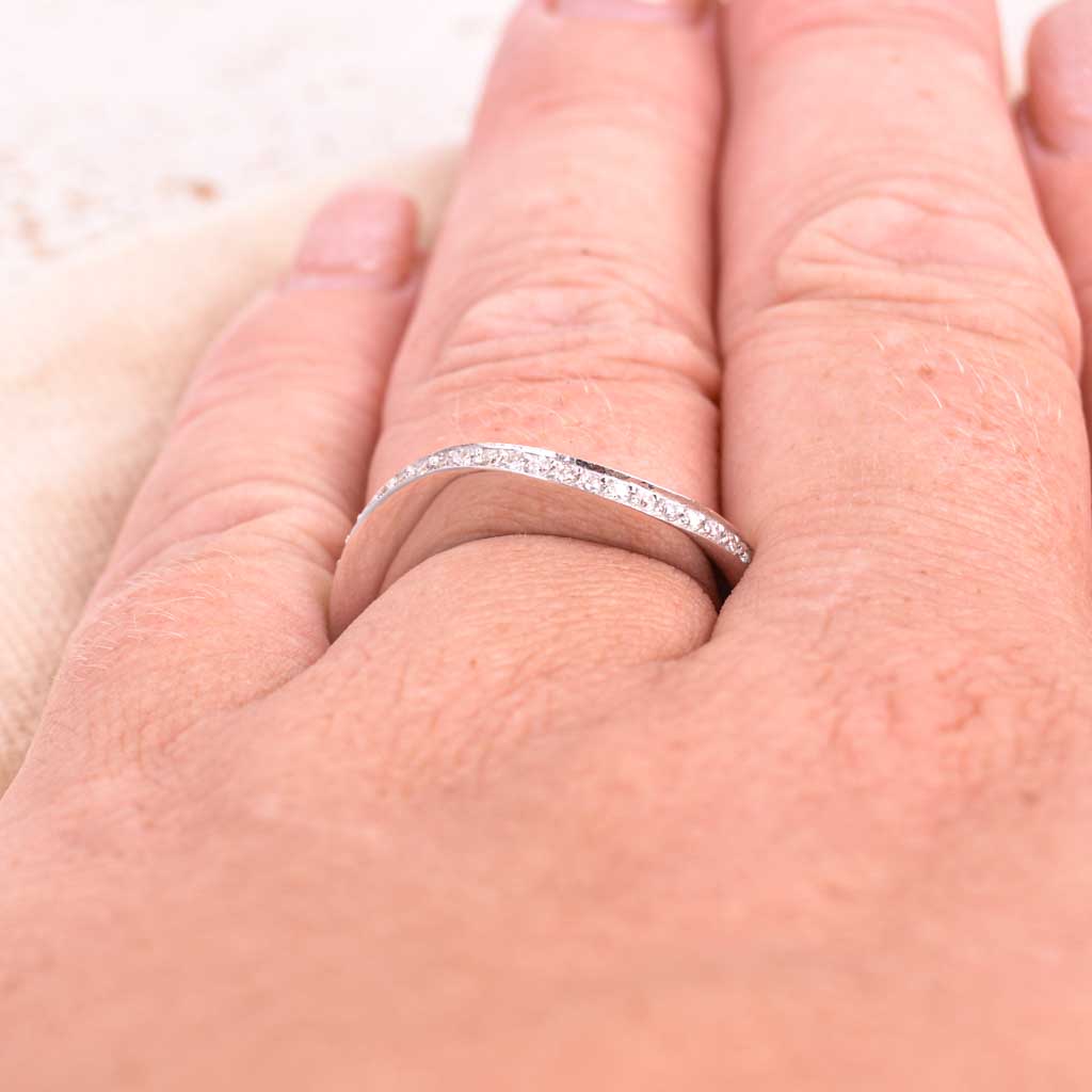 Gold ring VG wavy 0,15ct diamonds, Vintage - 4