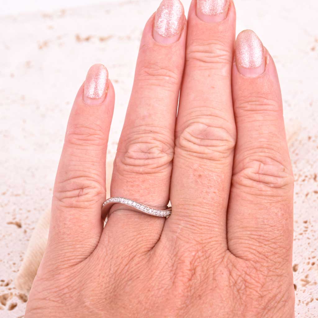 Gold ring VG wavy 0,15ct diamonds, Vintage - 2
