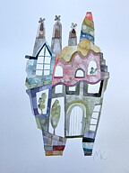 akvarell "Barcelona, La Sagrada Familia 2" tavla orginal av Maria C Bernhardsson