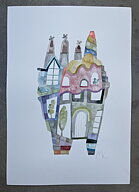  akvarell  "Barcelona, La Sagrada Familia 2" tavla orginal av Maria C Bernhardsson