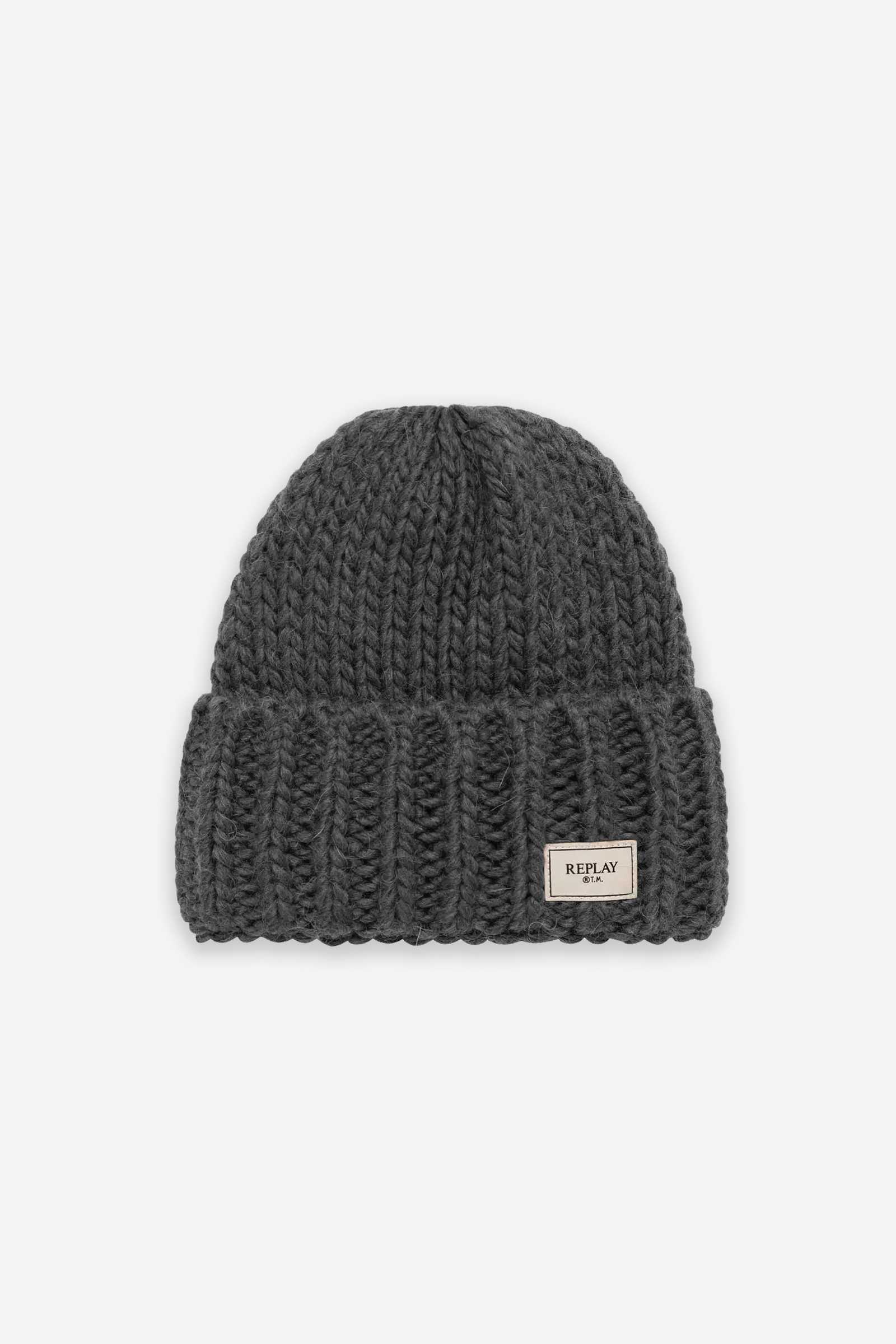 Replay Wool Blend Beanie Dark Grey Melange