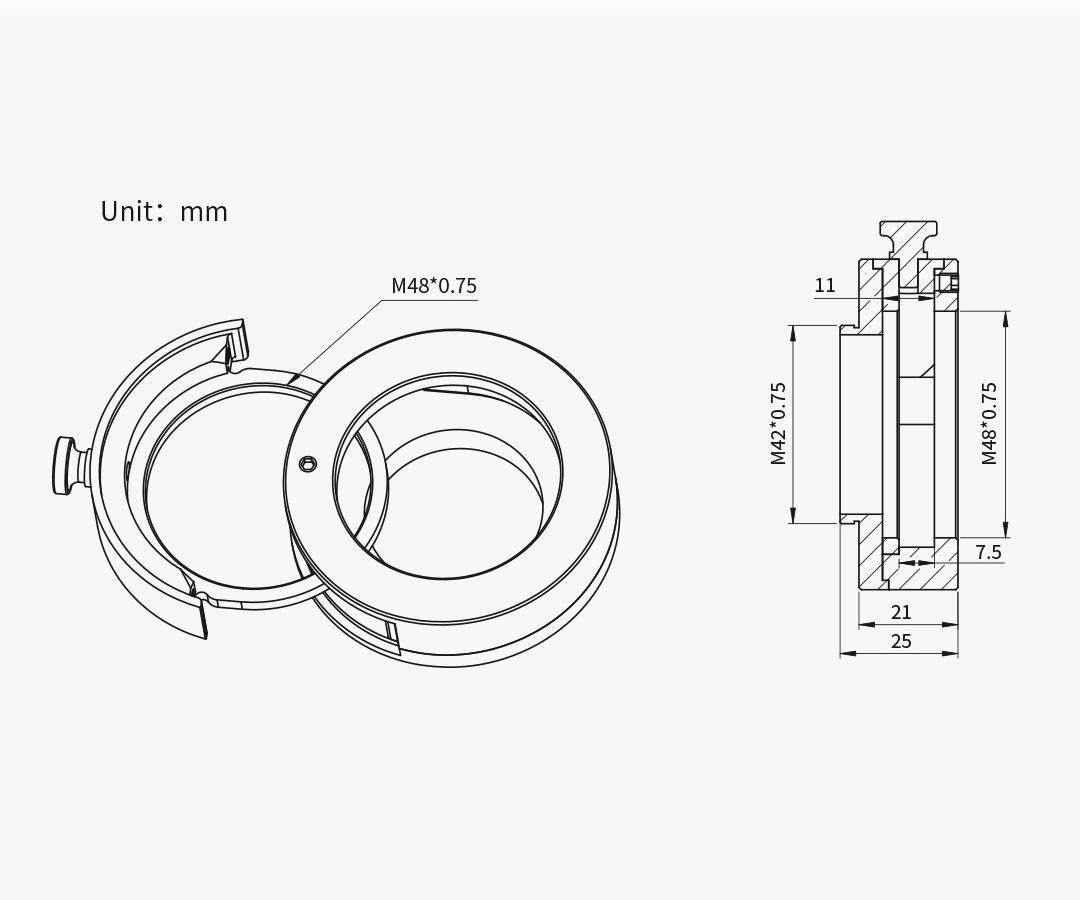 ZWO FILTERVÄXLARE FÖR 2" FILTER - M48/T2 TILL T2 (NYA MODELLEN) - 9