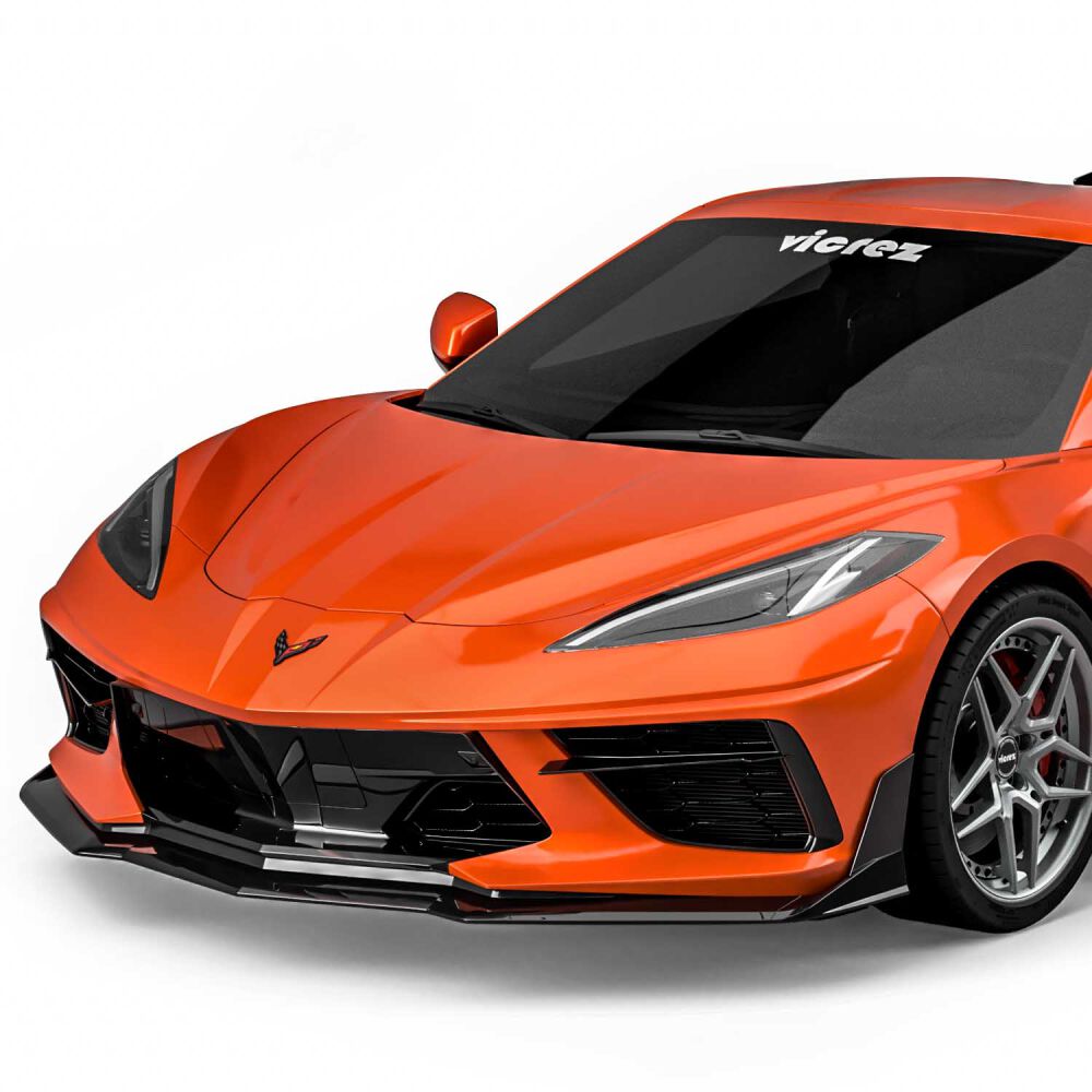VZR2 Style Stötfångarläpp Lip - Blank Svart (CHEVROLET CORVETTE 2020-2022 C8) - 2
