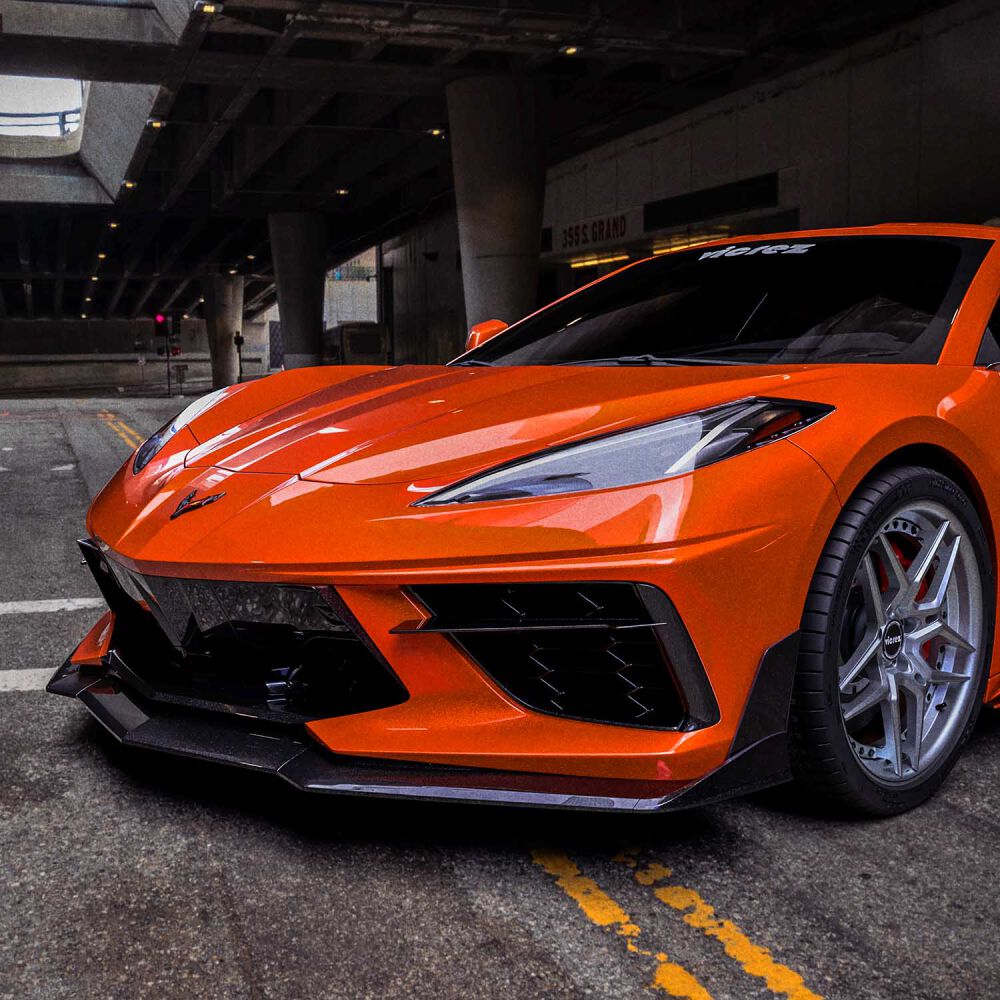 VZR2 Style Stötfångarläpp Lip - Blank Svart (CHEVROLET CORVETTE 2020-2022 C8)