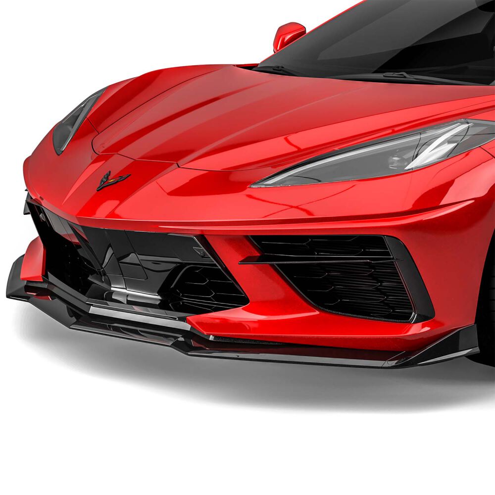 VZR1 Style Stötfångarläpp Lip - Blank Svart (CHEVROLET CORVETTE 2020-2022 C8)