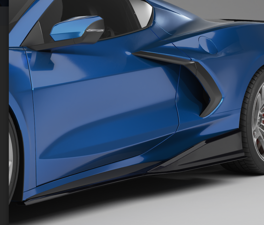 V1 Style Sidkjolar - Blank Svart (CORVETTE 20-23 C8)