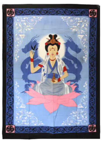 Guanyin ( Kwan Yin) - Sängöverkast / Väggbonad 