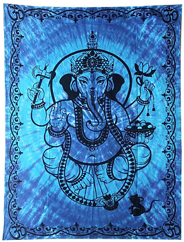Blå Ganesha - Väggbonad / Sängöverkast