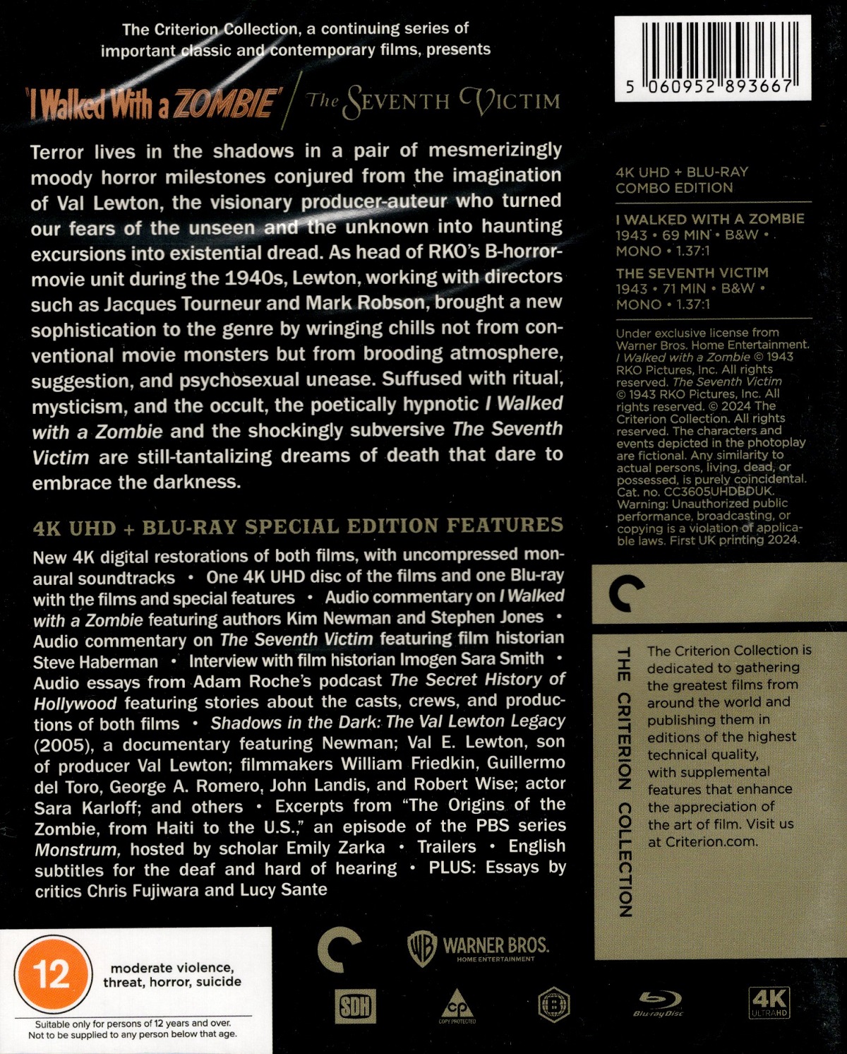 I Walked With A Zombie / The Seventh Victim (Criterion Collection) (ej svensk text) (4K Ultra HD + Blu-ray) - 2