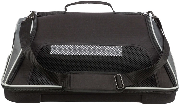 Trixie Borsa Aereo Per Cani 55x23x40cm | Imbarcabile Come Bagaglio A Mano | Nero/Grigio | Per Viaggi Sicuri - Foto 5