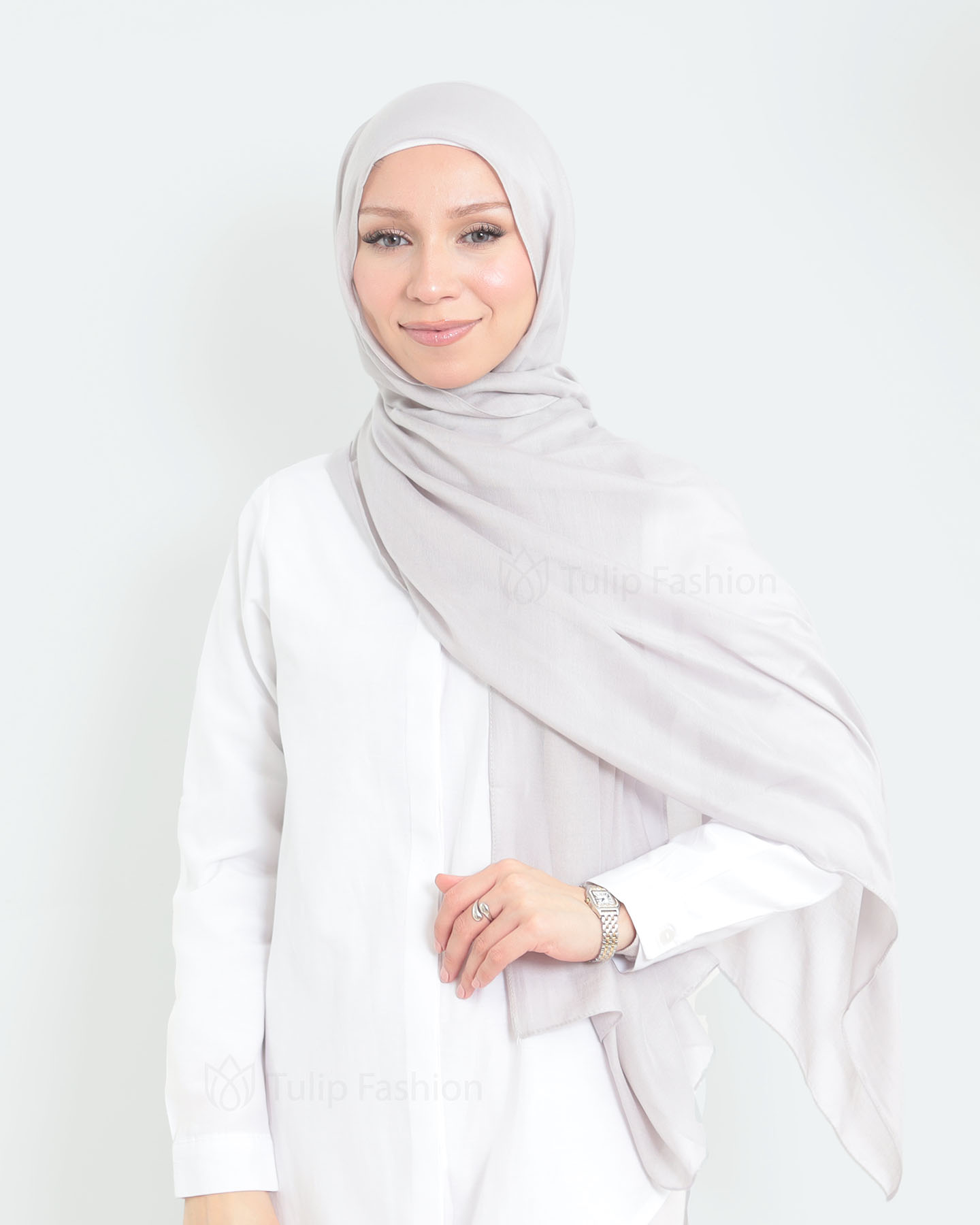 Hijab - Thin Modal - Light Gray - 4