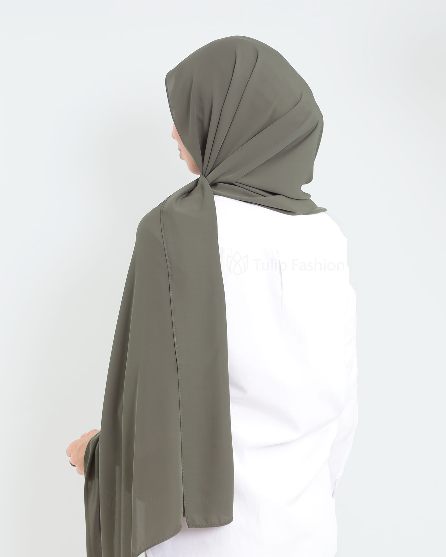 Hijab - Medina Luxury Chiffon - Khaki Green - 4