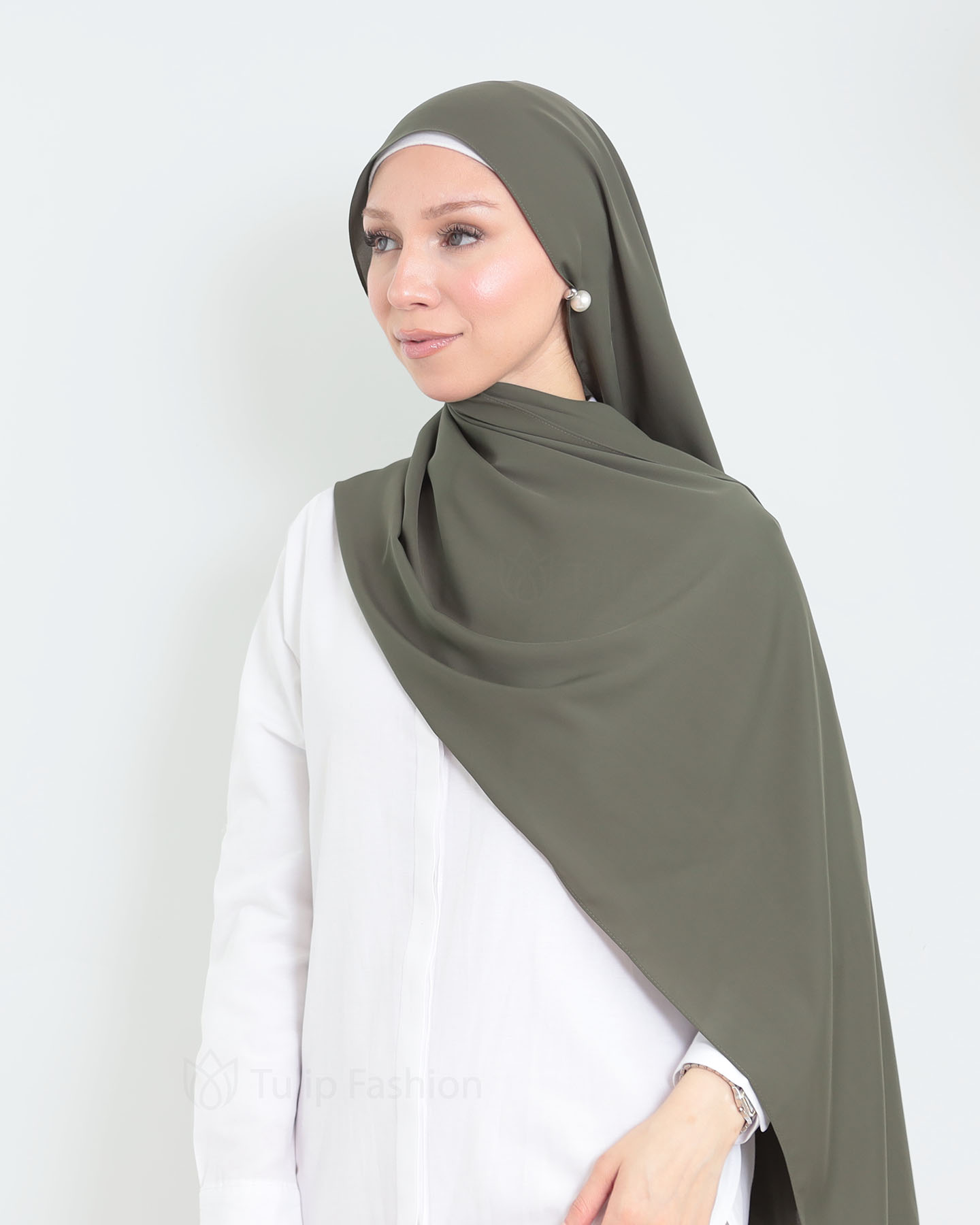 Hijab - Medina Luxury Chiffon - Khaki Green - 2